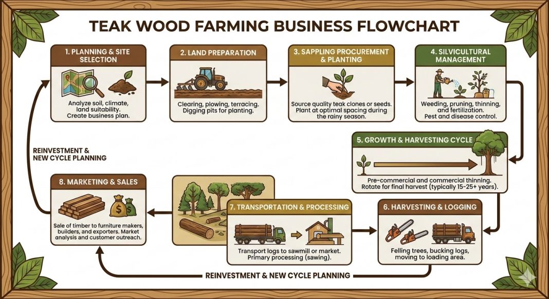 Teak Wood Farming Business Flowchart image Teak Wood Farming Business Flowchart image