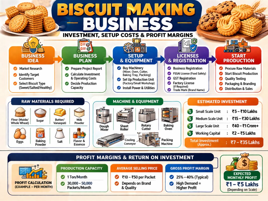 Biscuit Making Business, Investment, Setup Costs & Profit Margins