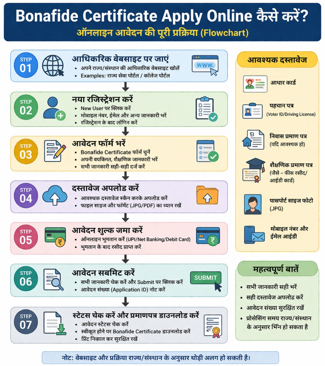 Bonafide Certificate Apply Online कैसे बनाएं जानकारी