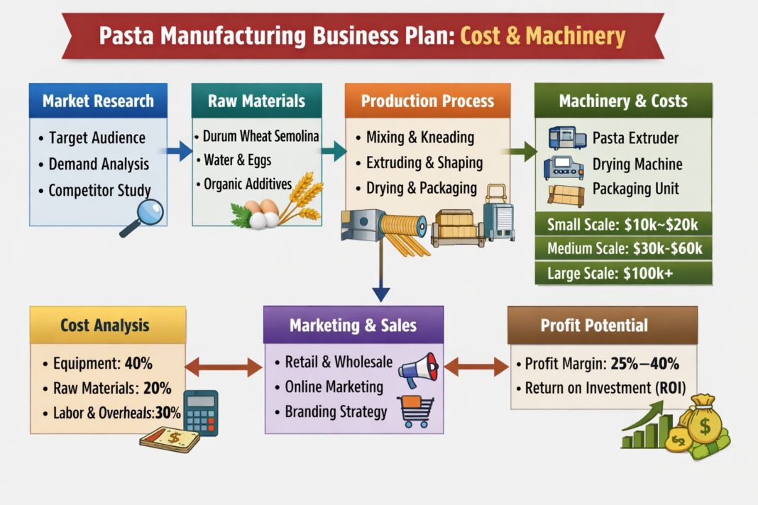 Pasta Manufacturing Business Plan, Cost and Machinery