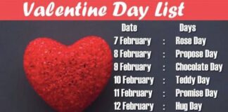 Valentine Week Days List