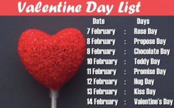 Valentine Week Days List