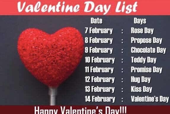 Valentine Week Days List