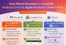 Save Phone Numbers in Gmail ID, Android Drive & Apple Account in One Click