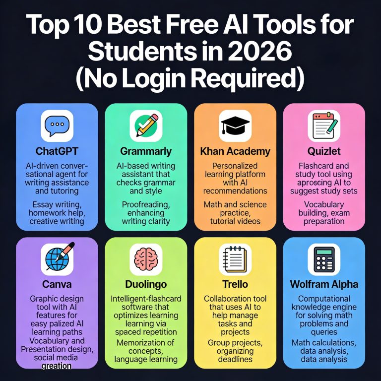 Top 10 Best Free AI Tools for Students in 2026 (No Login Required)